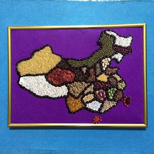 五谷杂粮粘贴画手工diy尺寸画种子8k4k半成品a3中国地图292x402mm