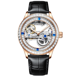 北极星pyramus帕尔麦斯背透镂空满圈钻表盘真皮防水自动机械手表