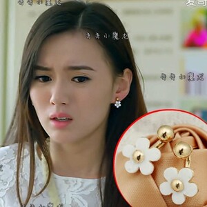 奶酪陷阱金高银洪雪 爱来的刚好江铠穆清岺同款耳钉 花朵耳饰耳环
