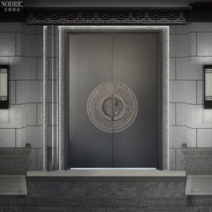 铸铝门别墅大门双开门进户门锌合金子母门卡门对开防盗门尧盾门业