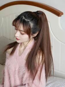 假发马尾女长直发 绑带式气质女长发扎辫子 中长款假发马尾假发片