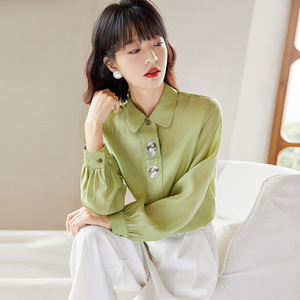 曼德诗女装官网专柜允硕2023新款官方旗舰店长袖衬衫女衬衣 刺绣