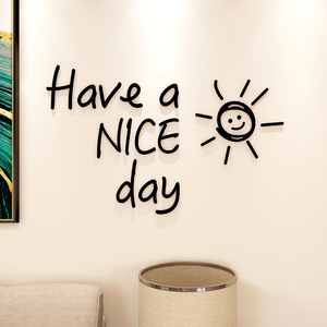 鸿梦家居装饰淘宝美好的一天简约可爱卡通亚克力3d立体卧室浴室儿童