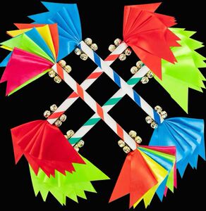 儿童舞蹈花棍铃铛幼儿园轻器械早操舞蹈道具广场舞莲响棒钱杆花棒