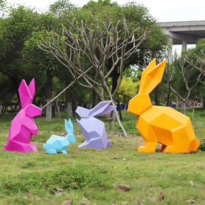 户外切面兔子雕塑摆件售楼处商场美陈抽象动物公园林景观大型装饰