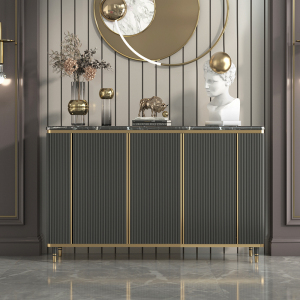 轻奢风玄关柜现代简约入户进门厅柜灰色线条储物柜客厅大理石边柜