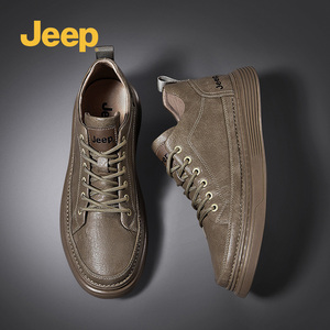 jeep吉普男鞋2022年新款秋冬真皮休闲鞋百搭潮流男士英伦运动皮鞋