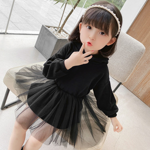 女宝宝春秋款幼儿园1-6岁女童装2小仙女连衣裙4儿童连帽卫衣纱裙5