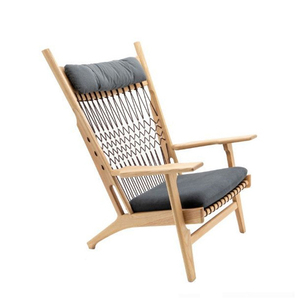 北欧实木单人椅意式极简汉斯摇椅创意民宿酒店客厅懒人沙发躺椅子