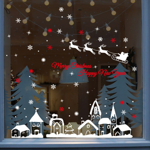 圣诞节装饰窗贴玻璃门贴纸创意店铺橱窗贴纸商城场景布置圣诞贴纸