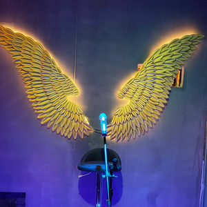 翅膀背景墙直播间奶茶店拍照打卡布置网红墙清吧烧烤店墙面装饰品