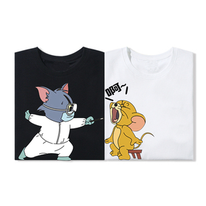 猫和老鼠已做核酸tom and jerry汤姆和杰瑞情侣短袖t恤衣服体恤潮