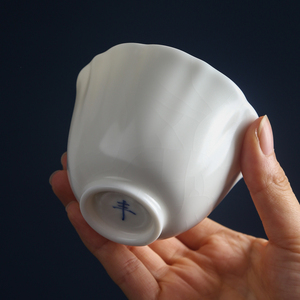 徐孝丰 德化汝窑汝瓷手工茶杯白瓷主人杯单杯品茗杯个人杯百合杯