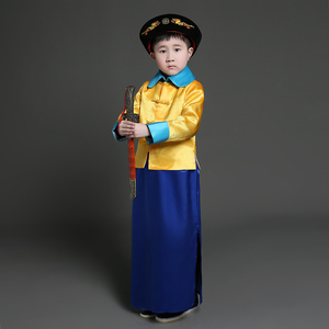 儿童古装清朝御前侍卫服装黄马褂带刀护卫官兵服舞台演出服装摄影