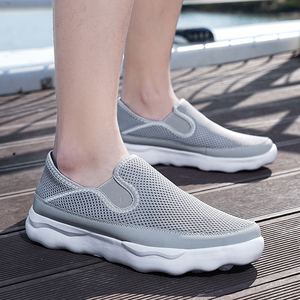 新款2023夏季镂空透气防臭网眼厚底鞋轻便一脚蹬运动休闲散步男鞋
