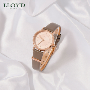 lloyd劳埃德正品手表女 环扣圆盘真皮手表小众腕表简约气质文艺风