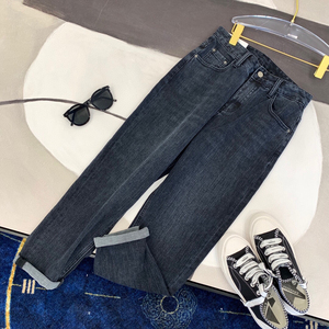 春秋高腰显高女士直筒百搭哈伦亲肤雾霾蓝新款显瘦舒适牛仔裤长裤