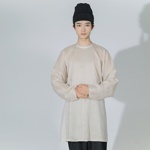 君陈原创高支纯苎麻夏季男装汉服内搭避暑百搭唐圆领中衣汗衫同款