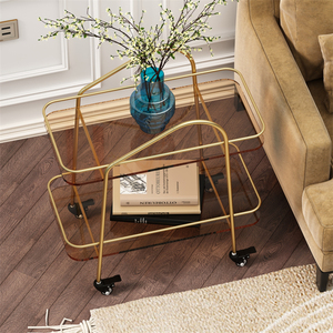 网红小户型轻奢沙发边几移动带轮小桌子小茶几客厅玻璃角几推餐车