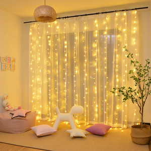 LED瀑布窗帘灯氛围灯满天星闪灯冰条装饰灯卧室房间圣诞背景灯串