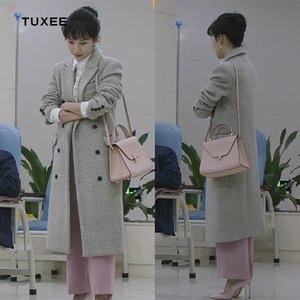 tuxee都挺好李念朱丽同款衣服女22春装格子羊毛呢子大衣长款毛呢