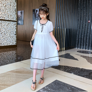 女童连衣裙2022新款夏装8中童7大童12岁女孩洋气白色长裙公主裙子