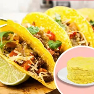 塔可墨西哥6寸黄色玉米饼u型饼玉米三角片薄脆taco嫩牛五方卷饼