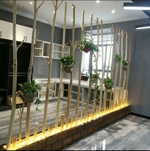 天然原木手工干树枝北欧风屏风隔断装饰树干玄关幼儿园环创装饰木