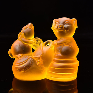 易明开光居猪兔赐禄摆件2021牛年属羊人吉祥物礼物客厅卧室装饰品