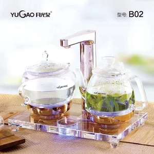月光泉水晶茶炉双壶消毒锅 自动上水茶具透明玻璃水壶 YGQ-T2-B02