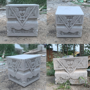 青石雕四方石墩子祥云柱基石 仿古柱子皮空心实心柱顶石方形柱