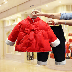 唐装女童新年拜年服套装儿童冬季加厚保暖中国风婴幼童女宝宝汉服