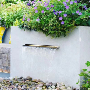 黑色不锈钢瀑布出水口户外水景墙水幕流水墙庭院鱼池造景水景配件