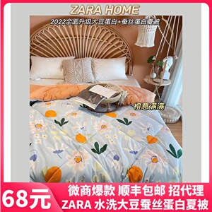zarahome夏被可水洗莫代尔蚕丝蛋白大豆蛋白棉夏被空调被芯单双人