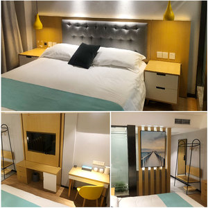 酒店宾馆大床标间房全套家具挂衣架软包床头床架子简约行李柜凳子