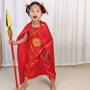 儿童红孩儿服装西游记男女童肚兜裤子披风哪吒表演出服道具全套