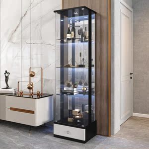 酒店灯带落地现代简约酒柜射灯小型透明玻璃柜高档商用展示柜轻奢