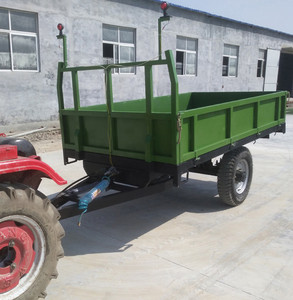定制大型农用拖拉机拖车斗粮食货物运输半挂自卸双轴大吨平板拖箱