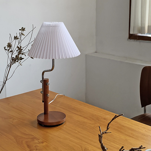 宁影中古vintage复古日式台灯韩国ins百褶可调节北欧卧室床头台灯