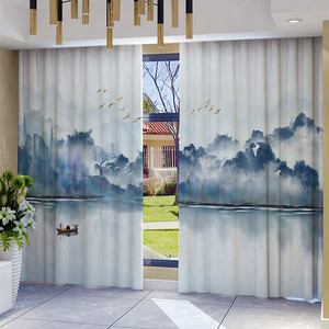 轻奢风格中式客厅窗帘现代古典禅意新中式卧室中国风成品高档大气