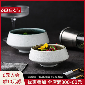 日式窑变釉高脚碗创意陶瓷单个家用好看的吃饭碗韩式甜品碗布丁碗