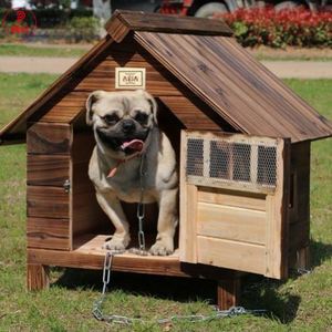 木头狗窝户外防雨狗笼室外保暖中大型犬宠物四季通用狗窝实木质