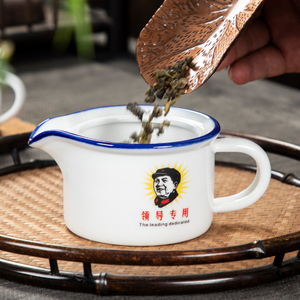 怀旧经典复古陶瓷杯子中式革命功夫搪瓷茶具 家用白瓷单壶泡茶器