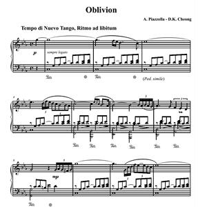 皮亚佐拉 遗忘 钢琴独奏谱 oblivion