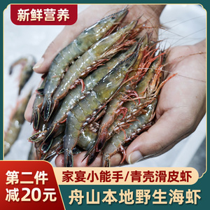 舟山海鲜水产青壳滑皮虾特产 鲜活新鲜冷冻海虾鲜虾 1斤45头左右