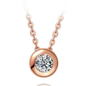 18k玫瑰金白金钻石项链套链单钻镶嵌时尚女黄金吊坠女款au750