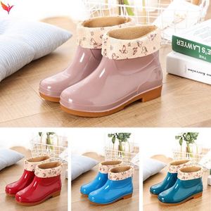 eva洗碗沙滩平底短靴女士低帮雨鞋短筒时尚防滑春秋季单鞋橡胶款