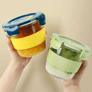 玻璃汤碗密封便携汤盒学生上班族可微波炉加热耐高温饭盒带盖粥杯