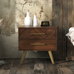 复古实木床头柜简约现代卧室储物北欧ins置物架迷你小型柜子家用
