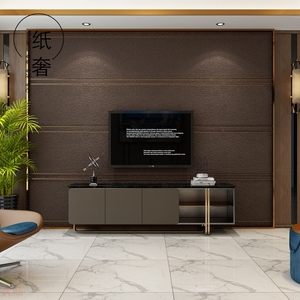 深色鹿皮绒墙纸咖啡色现代简约3d立体电视背景墙客厅主卧加厚壁纸